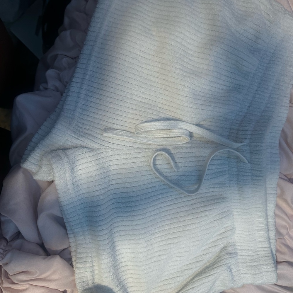 White Ribbed Knit Shorts